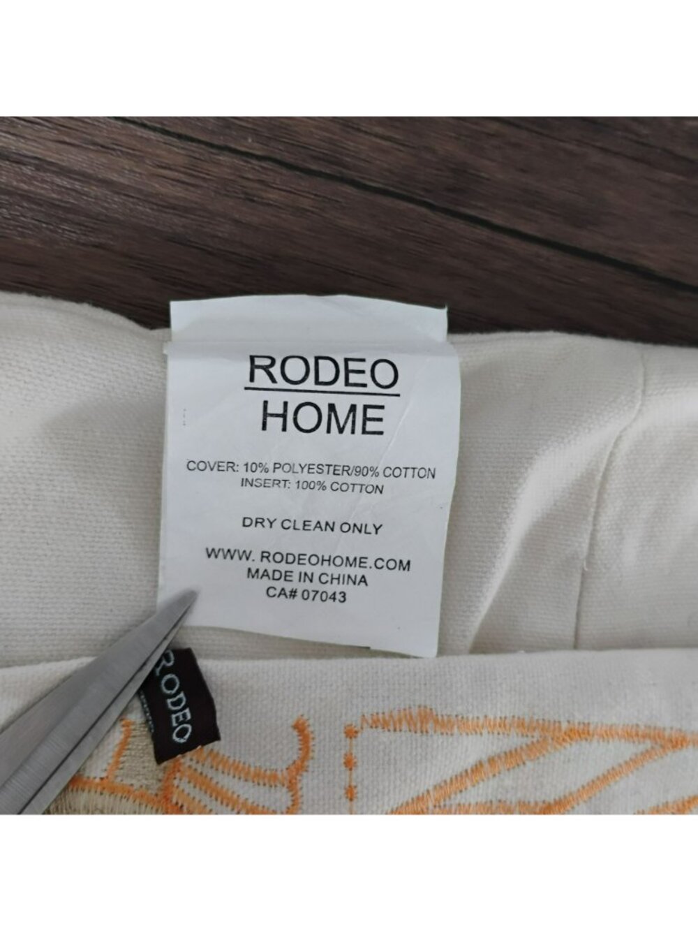 Rodeo Home Art Deco Embroidered Pillow Cover Cream & Gold Geometric 19" - Picture 4 of 5